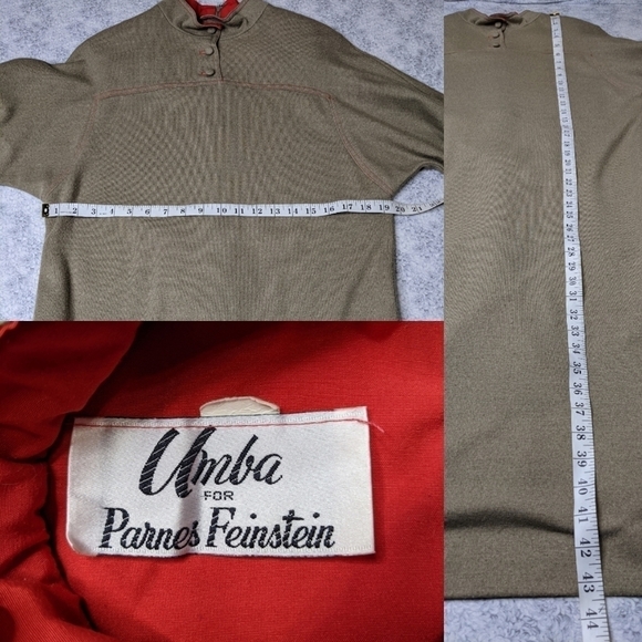 ✨3/$15 Vintage Umba for Parnes Feinstein tan dress 14 - Picture 7 of 7